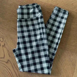 Gap Black White Plaid Ponte  Knit Leggings Size xs
